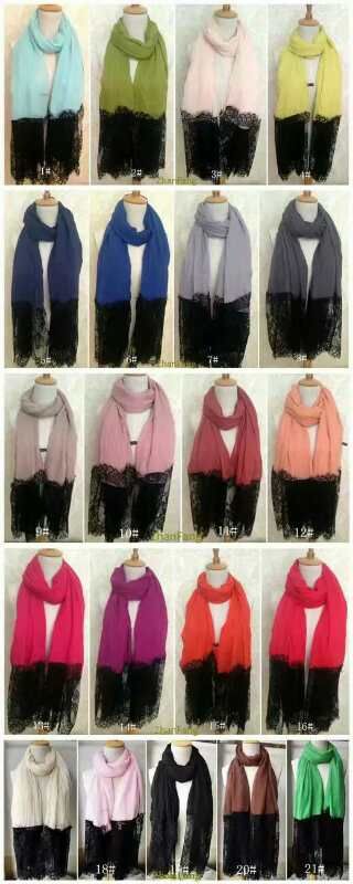 wj19速卖通纯色蕾丝围巾拼接秋冬围巾欧美围巾女士围巾披