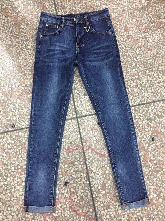 n12 cool foreign trade original single high waist Korean version mixed with blue black jeans elastic slim pencil pants Specification drawing