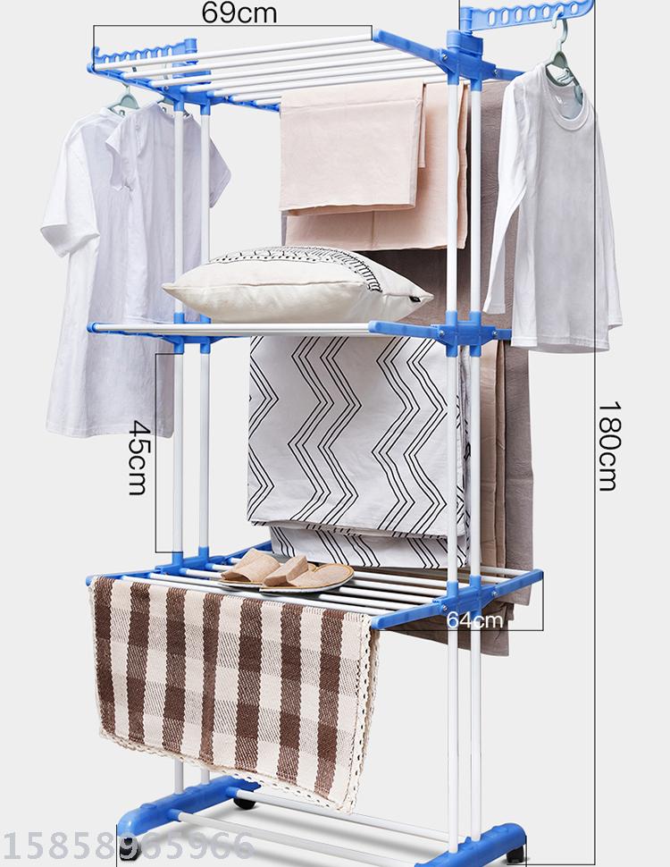 室内落地衣架阳台晾衣杆卧室挂衣架简易折叠单杆式衣服架子凉晒架细节图