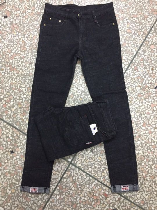 n12 cool foreign trade original single high waist Korean version mixed with blue black jeans elastic slim pencil pants details Picture