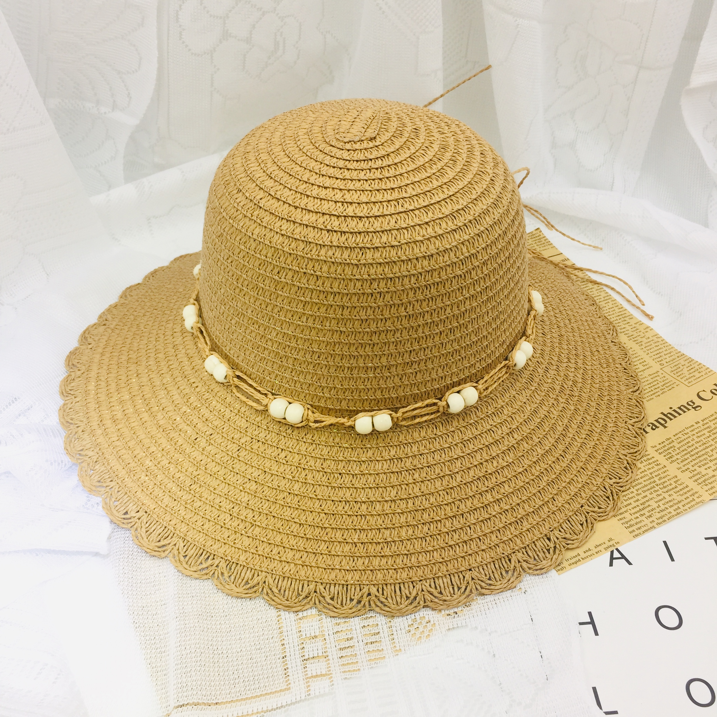 New straw hat ladies summer excursion sunshade and sun hat Fisherman hat beach holiday hat wholesale