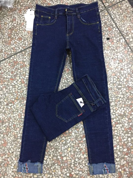n12 cool foreign trade original single high waist Korean version mixed with blue black jeans elastic slim pencil pants Application Scenario