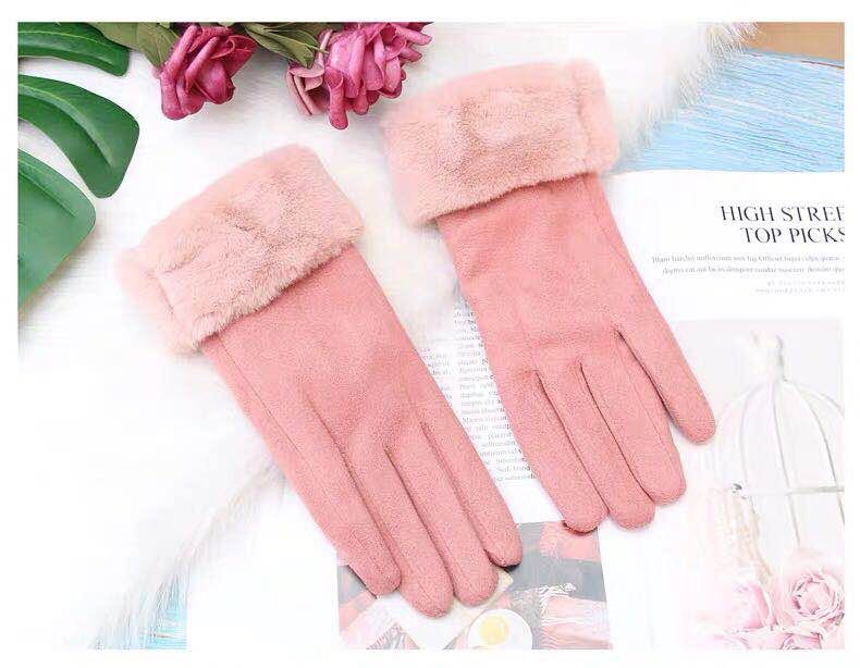 Manufacturers Direct Sales Of New Thickened Suede Velvet Mouth Arctic Velvet Lining Touch Screen Saver Warm Gloves For Women