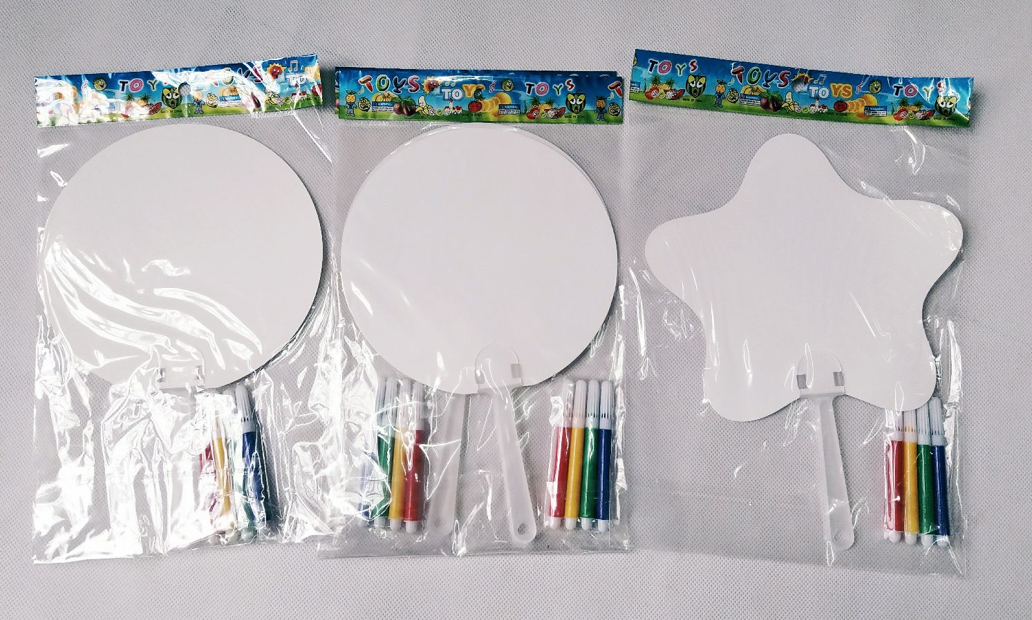 空白扇子 扇子 带水彩笔 水彩笔画 4只装