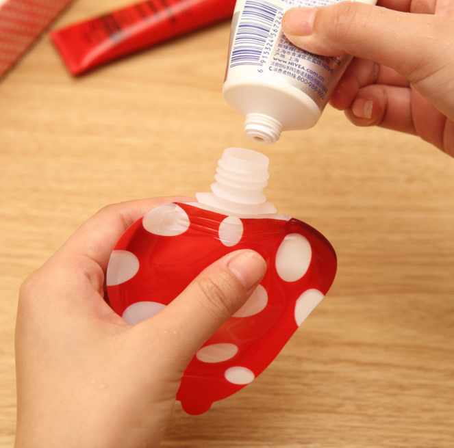 Portable silicone travel portioning bottles, cute cartoon fruit body lotion portioning cans, portioning tubes Application Scenario