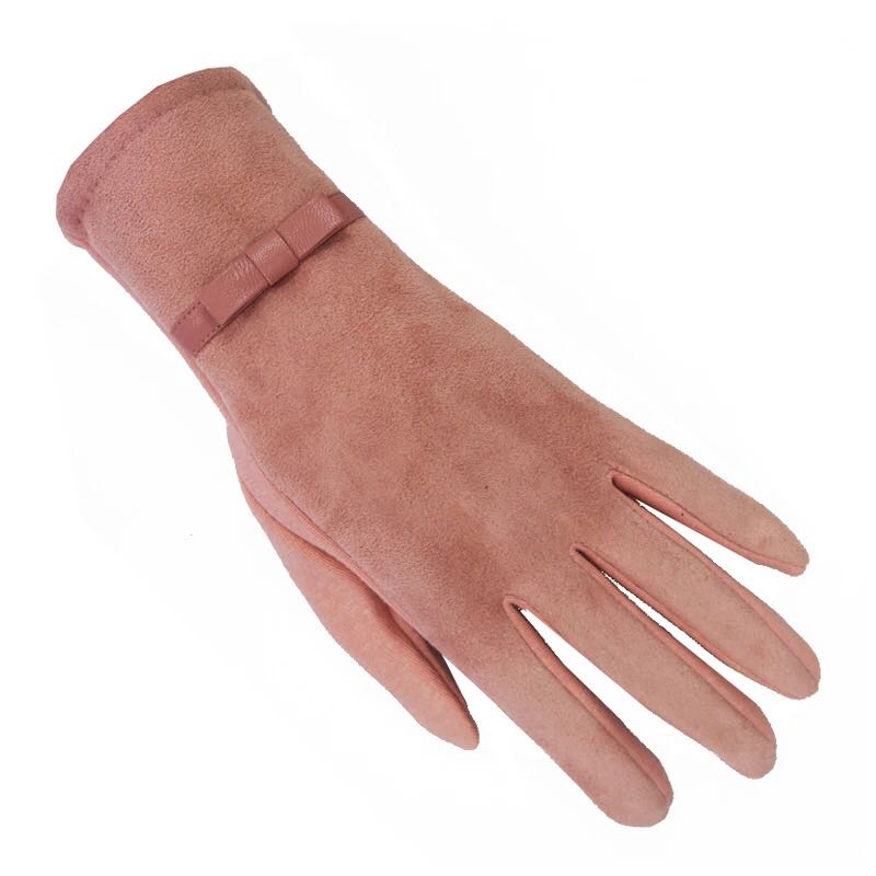 Manufacturers Direct Suede Non-Tumble Ab Version Of Touch Screen Gloves Simple Fashion Bow Warm Gloves For Women