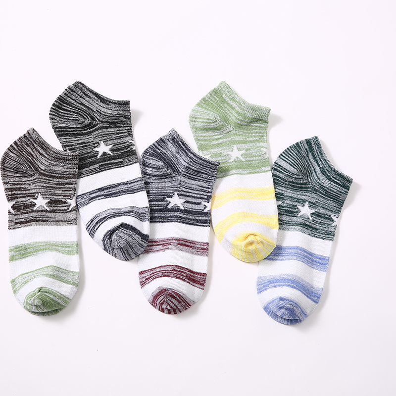 外贸潮流款袜子彩色星条纹男士女生彩棉袜短袜