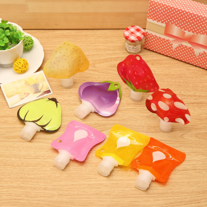 Portable silicone travel portioning bottles, cute cartoon fruit body lotion portioning cans, portioning tubes details Picture