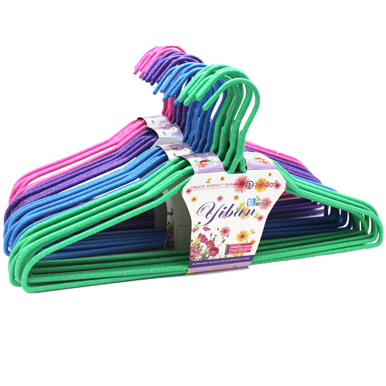 Wholesale of ten thickened plastic-coated clothes hangers 716B adult anti-slip wire clothes hangers and drying racks from the manufacturer Application Scenario
