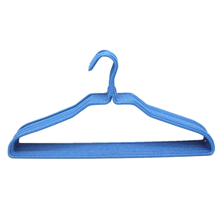 Wholesale of ten thickened plastic-coated clothes hangers 716B adult anti-slip wire clothes hangers and drying racks from the manufacturer Specification image