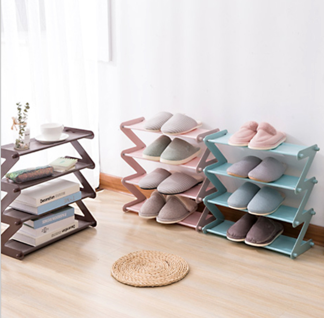 （专利）简约不锈钢组装鞋架 牛津布简易鞋架宿舍多层鞋子收纳架