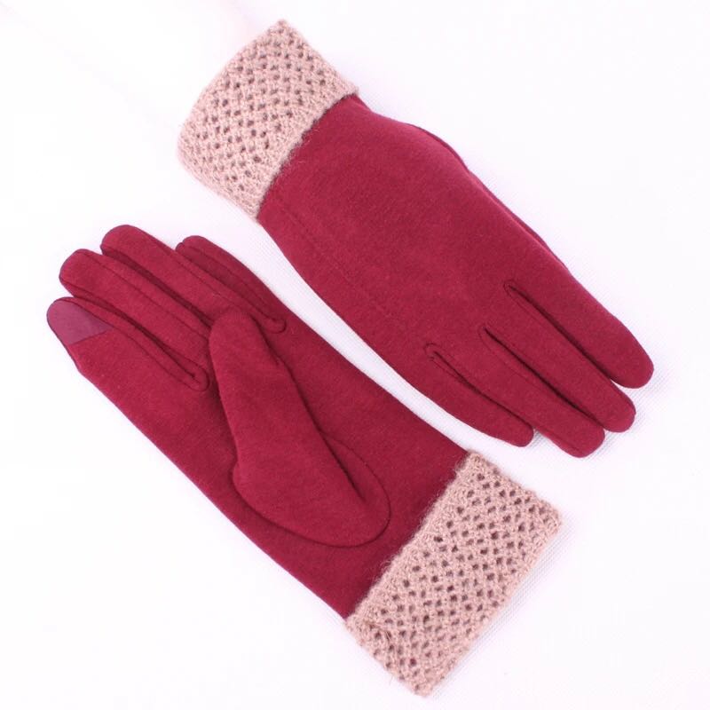 Factory Direct Sales New Korean Version Of Autumn And Winter Warm Touch Screen Women's Gloves Driving Cycling Two-Piece Fashion Gloves Specification drawing