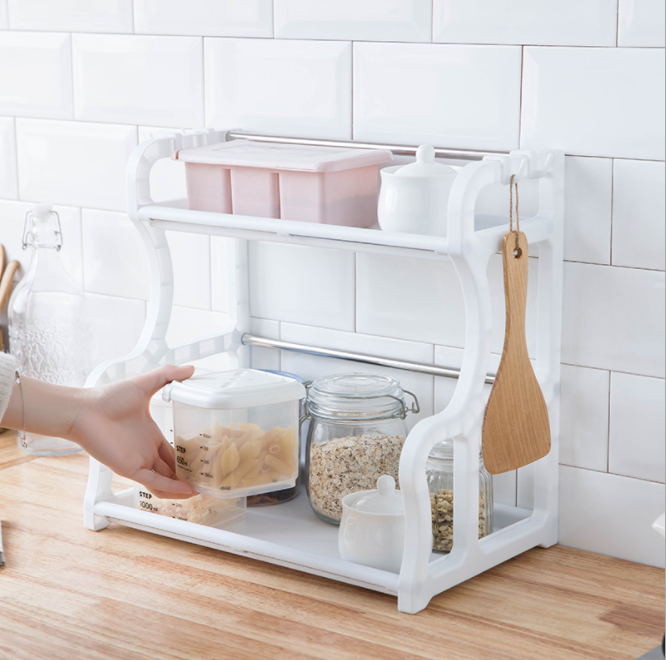 Wholesale of multi-functional storage racks, 2-layer kitchen storage racks, seasoning racks, double-layer storage racks and cutting board racks Specification image