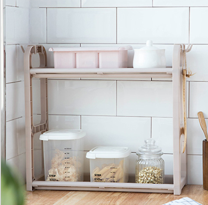 Wholesale of multi-functional storage racks, 2-layer kitchen storage racks, seasoning racks, double-layer storage racks and cutting board racks details Picture