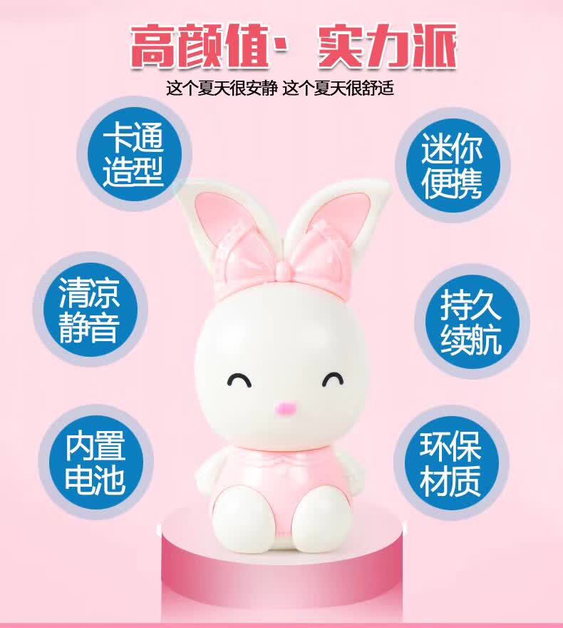 New White Rabbit cartoon electric fan USB charging mini fan factory direct sales details Picture