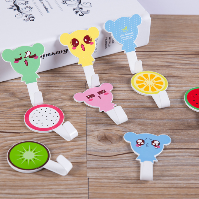 超萌可爱卡通粘钩一对装 厨房门后免钉无痕粘胶挂钩