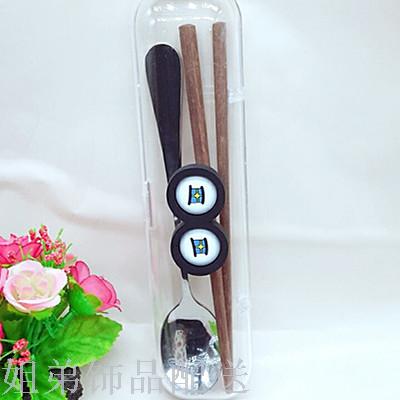 10 yuan multi-shop crystal box glasses stainless steel wooden chopsticks iron spoon tableware set full figure