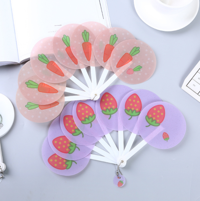 夏季扇子小清新卡通7折扇子学生便携圆形迷你折叠扇子细节图