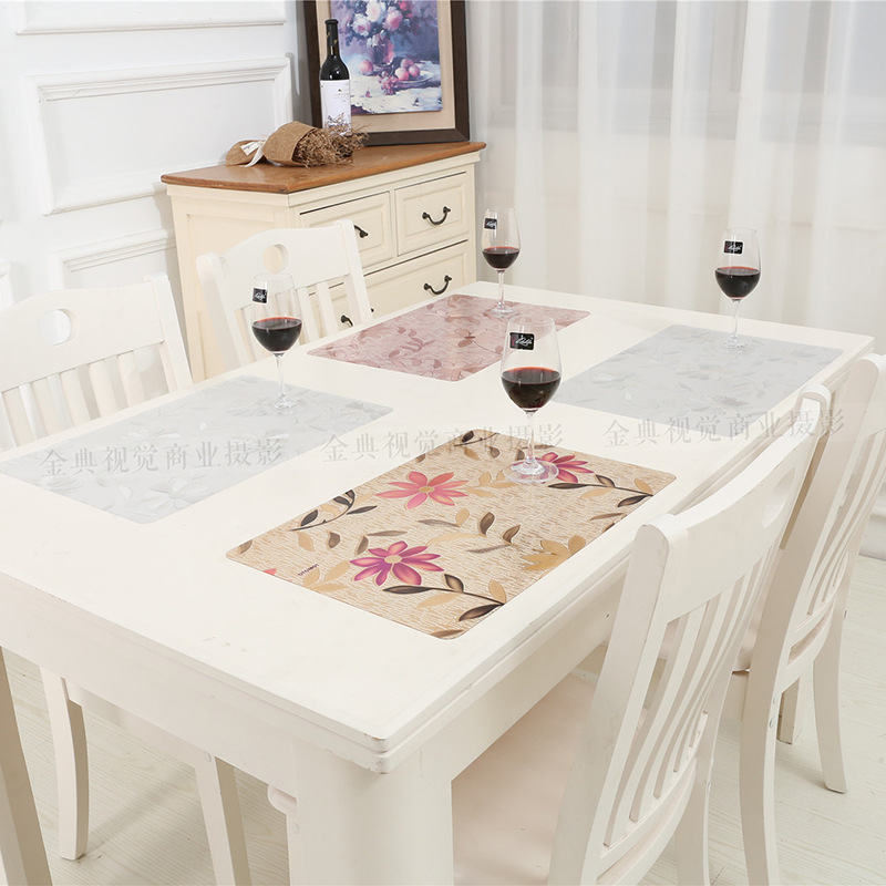 PVC hardpiece food mat wholesale creative PVC western food mat PVC non-slip mat affixed with transparent film dinner mat thumbnail