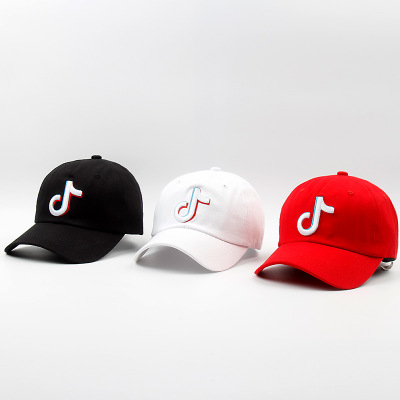 Douyin baseball caps for men and women, street hip-hop caps, personalized embroidery, Douyin baseball caps, black versatile sun hats, trendy