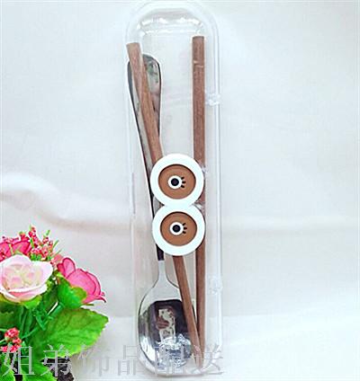 10 yuan multi-shop crystal box glasses stainless steel wooden chopsticks iron spoon tableware set details Picture