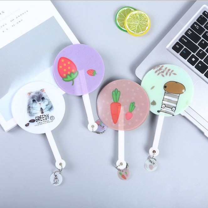 夏季扇子小清新卡通7折扇子学生便携圆形迷你折叠扇子产品图