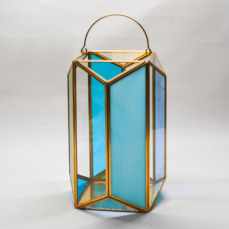 Hand-held large stained glass greenhouse creative home stained glass wind lantern