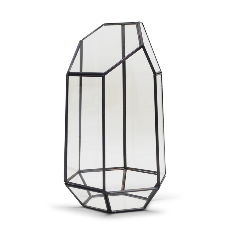 Hexagonal 3-top glass greenhouse succulent flower container