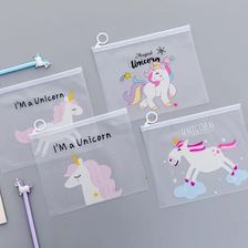 新款可爱少女心指环文件袋透明学生塑料笔袋资料袋办公文