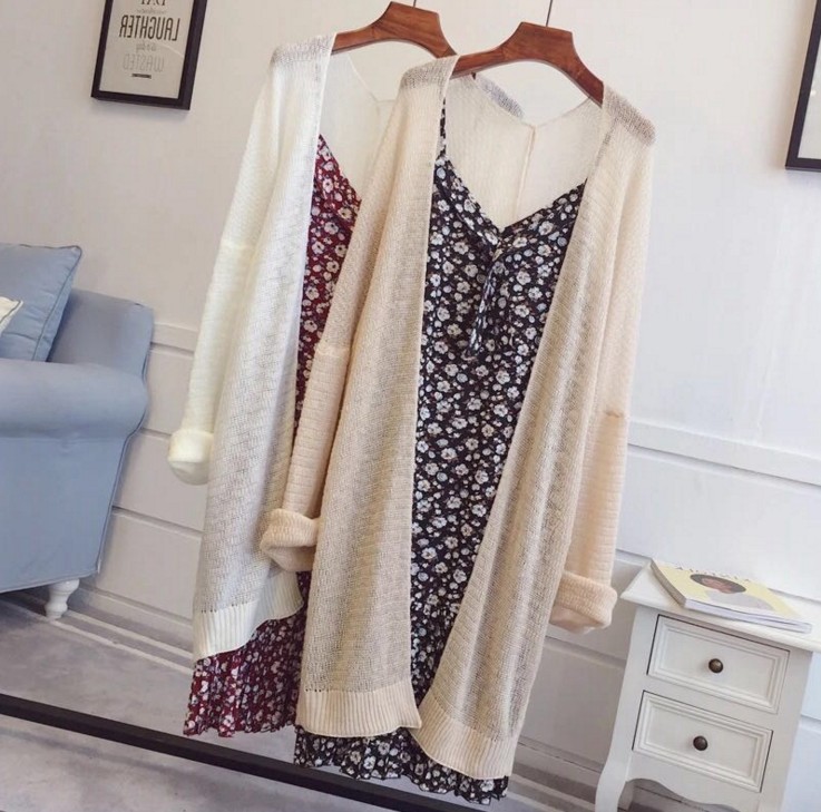 Loose air conditioning shirt thin sunscreen coat coat in long sweater cardigan woman