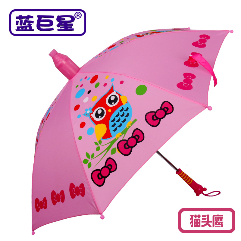 Owl children's umbrellas, long-handled umbrellas for primary school students and kindergartens, baby girls aged 6-12, and children with waterproof covers