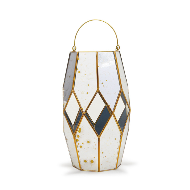 Copper-colored hexagonal glass greenhouse fleshy microlandscape vase