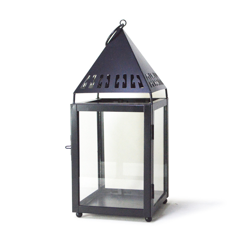 Handcrafted retro handle wrought iron lantern candlestick Christmas holiday