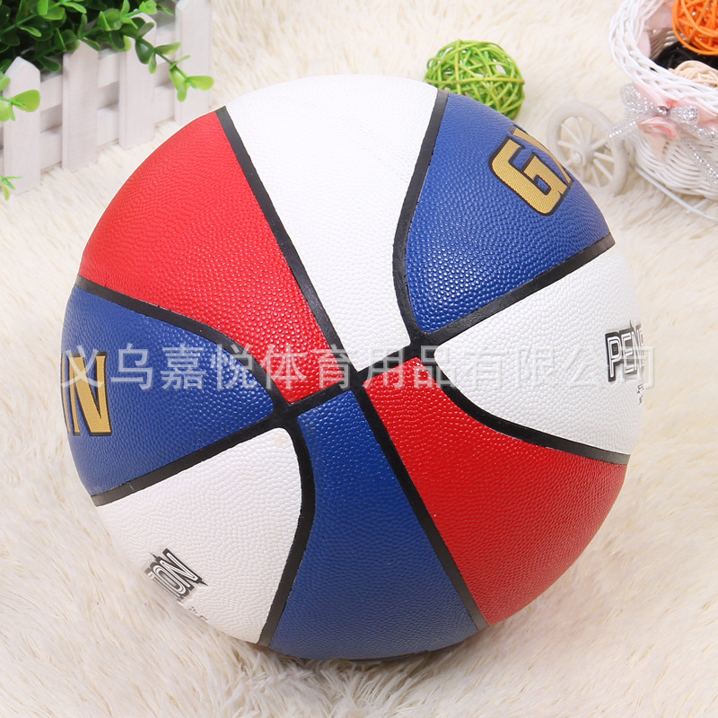 5号红白蓝篮球幼儿园签名篮球比赛训练进口pu篮球体育用品工厂