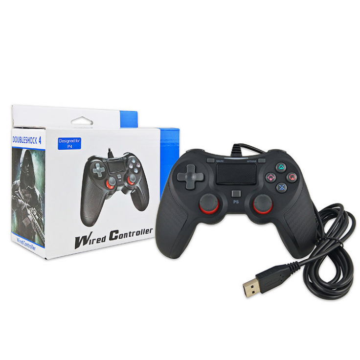 私模包胶PS4有线手柄 PS4有线游戏手柄 游戏控制器 带震动
