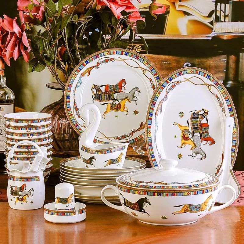 Hermes Jingdezhen bone China tableware set ceramic bowl gifts customized