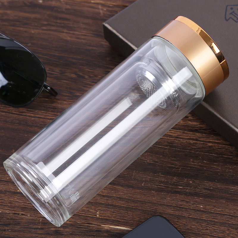 Double-layer transparent glass cup, high-end business glass with filter screen, tea water cup, crystal cup, tea cup Application Scenario