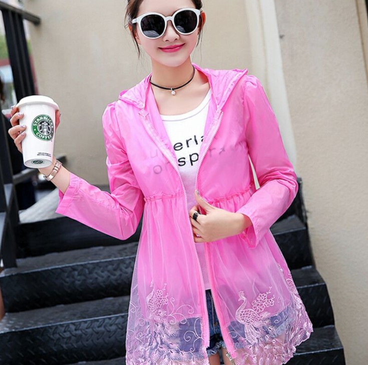 Sun-protective clothing for women, mid-length organza beach wear, embroidered peacock chiffon shirt, air-conditioned shirt Application Scenario