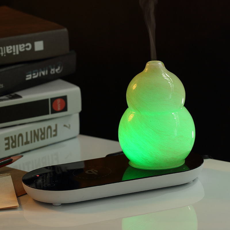 Creative USB aroma machine Humidifier colorful marble aroma lamp mobile phone wireless charging base