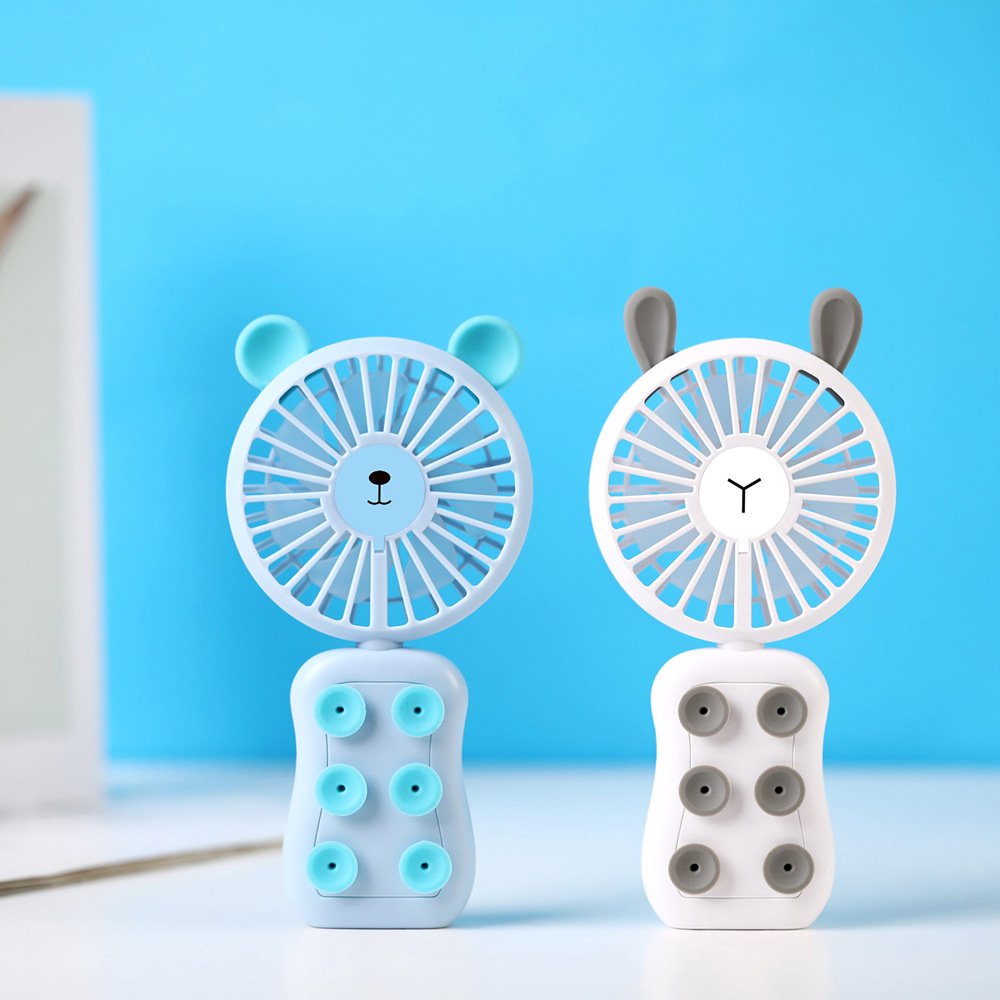 New handheld cartoon mini laptop Mobile Game Suction Cup Small fan Portable folding table stand with light fan