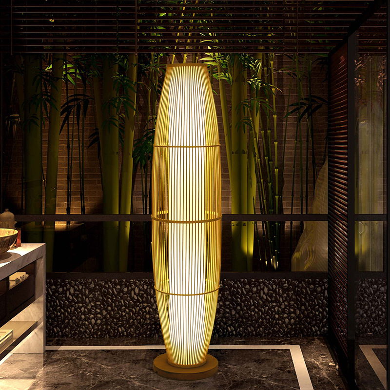 Creative floor lamp living room simple modern new Chinese floor lamp bamboo floor lamp