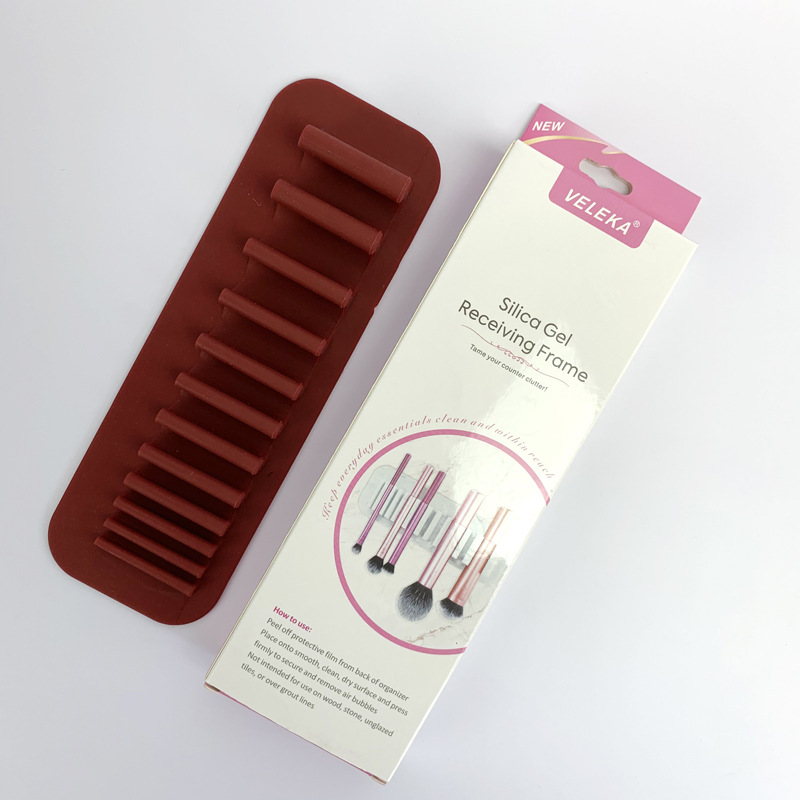VELEKA creative silicone brush rack, automatic adsorption silicone rack, silicone makeup brush storage rack Application Scenario