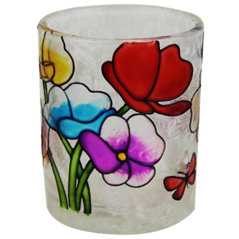 圣诞花图案型 玻璃烛杯 圣诞节烛台产品图