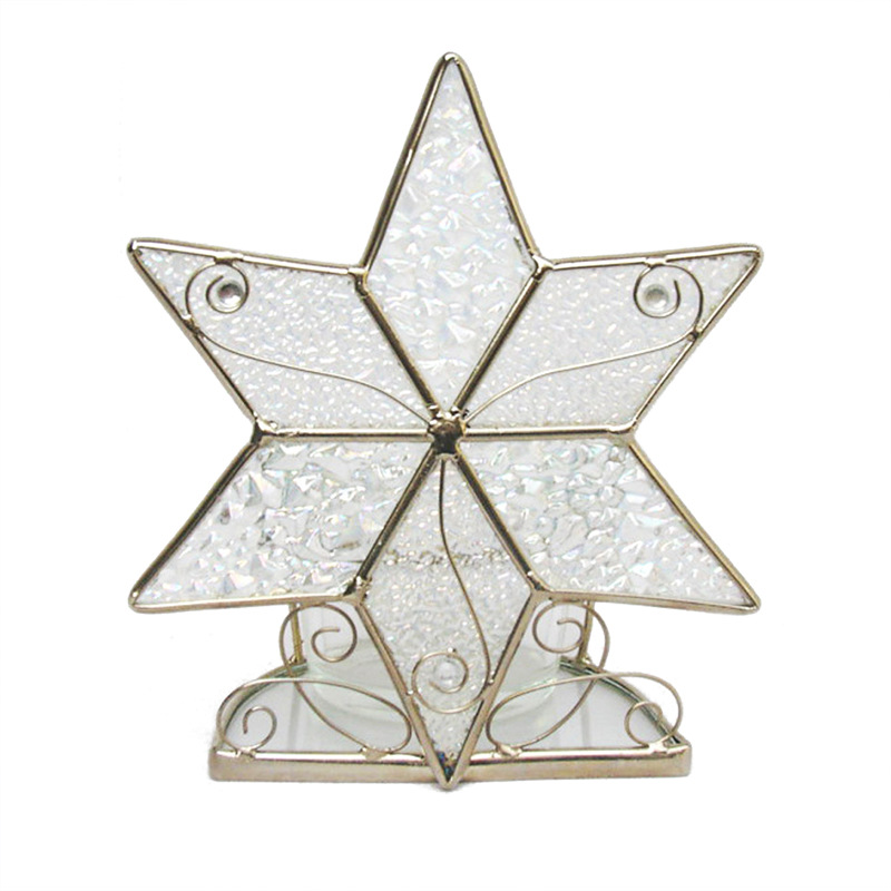 White Christmas wire glass star candlestick European and American Christmas decorations