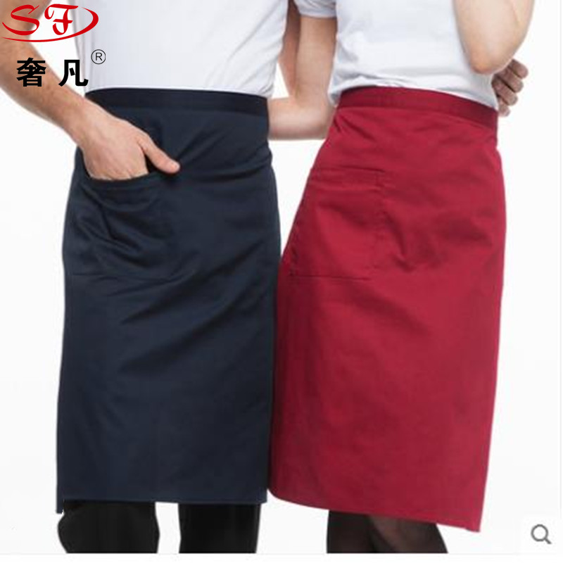 厨师围裙男士短款餐厅酒店半截围腰厨房工作服黑色半身围裙女定制产品图