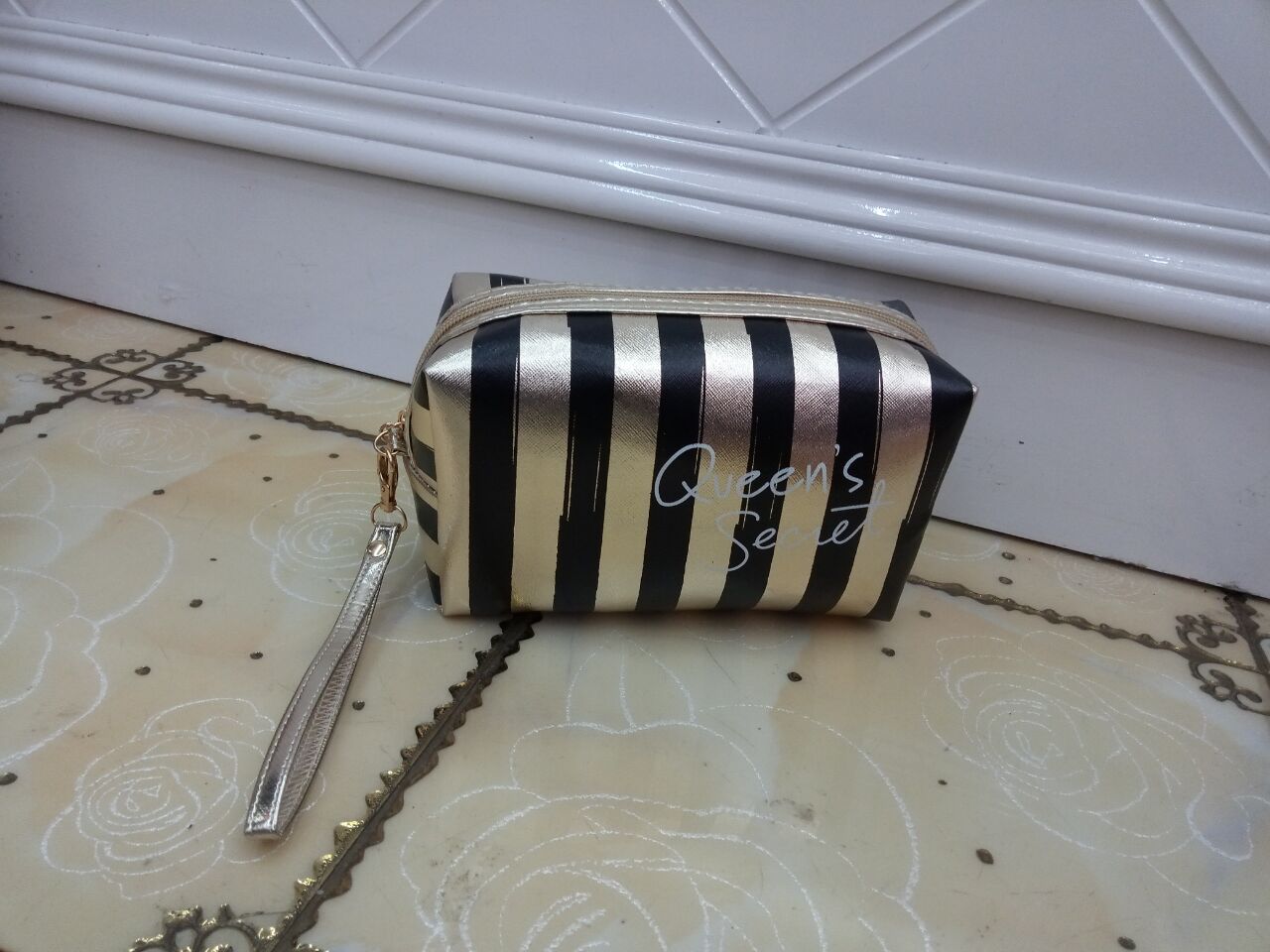 时尚条纹方形化妆包化妆袋便携手拎旅行化妆箱化妆品收纳包洗漱包