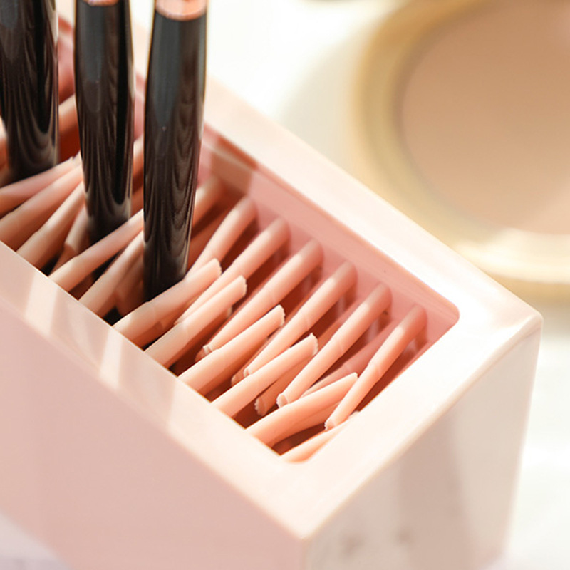 ELEKA silicone makeup brush storage box, freely insertable silicone lipstick makeup storage rack, cosmetics storage box Specification image