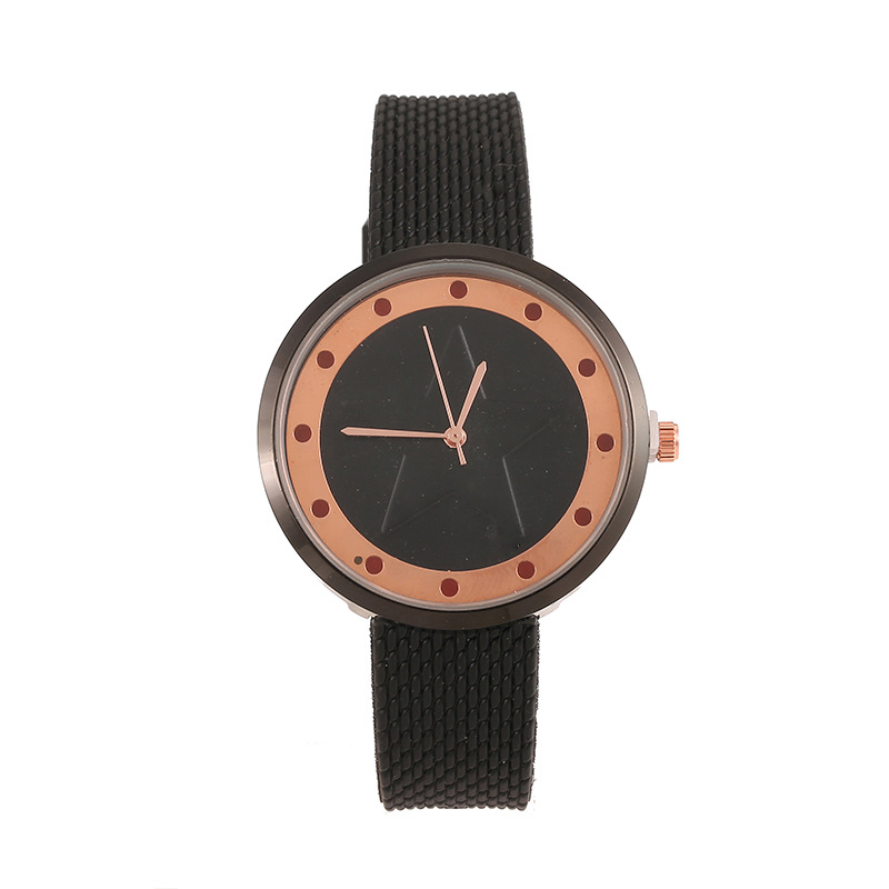 黑色皮带男士手表 女士手表 学生情侣手表 一件代发凹凸压面手表