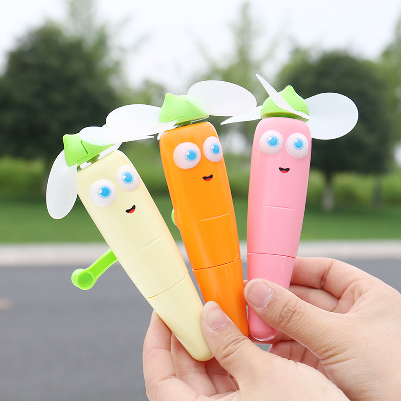手摇圆珠笔风扇便携学生掌上手持手动卡通风扇 儿童随身迷你风扇产品图