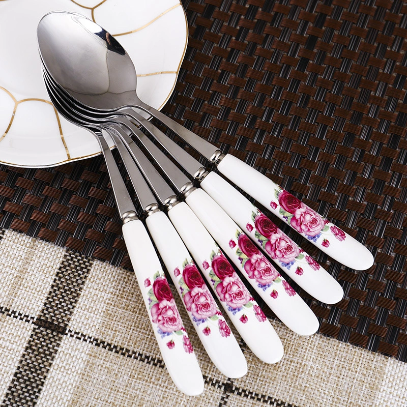 Manufacturers Direct Ceramic Handle Stainless Steel Spoon Fork Knife Stainless Steel Exquisite Tableware
